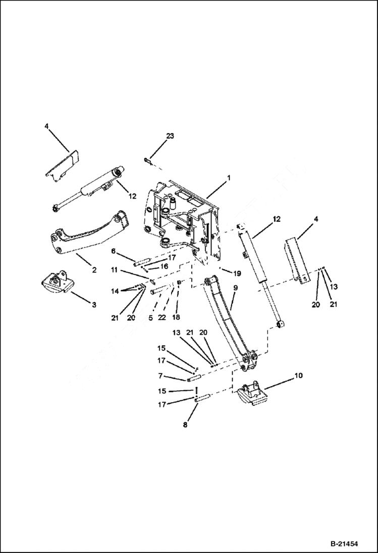 Схема запчастей Bobcat BL570 - TRUNNION W/STABILIZER Center Mount WORK EQUIPMENT