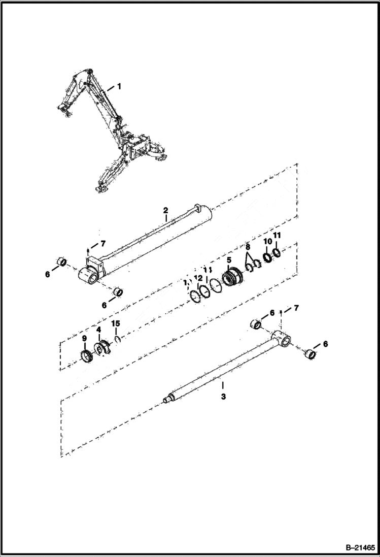 Схема запчастей Bobcat BL570 - ARM CYLINDER (BL570) 5706 11015 & Below (BL575) 5720 11006 & Below HYDRAULIC SYSTEM