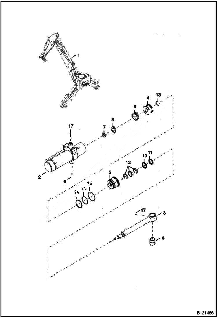 Схема запчастей Bobcat BL570 - SWING CYLINDER Center Mount HYDRAULIC SYSTEM