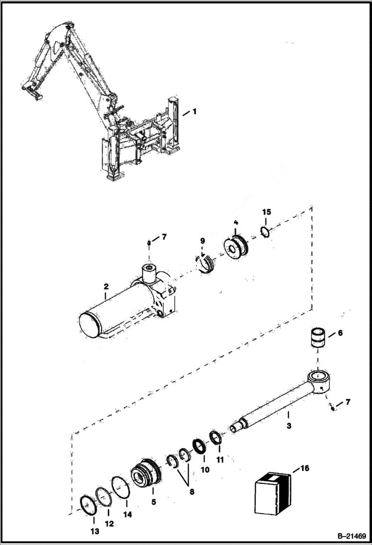 Схема запчастей Bobcat BL475 - SWING CYLINDER Top Side Shift HYDRAULIC SYSTEM