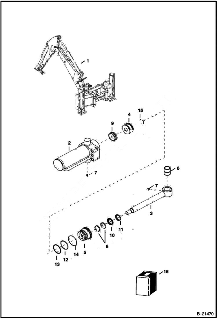 Схема запчастей Bobcat BL470 - SWING CYLINDER Bottom Side Shift HYDRAULIC SYSTEM