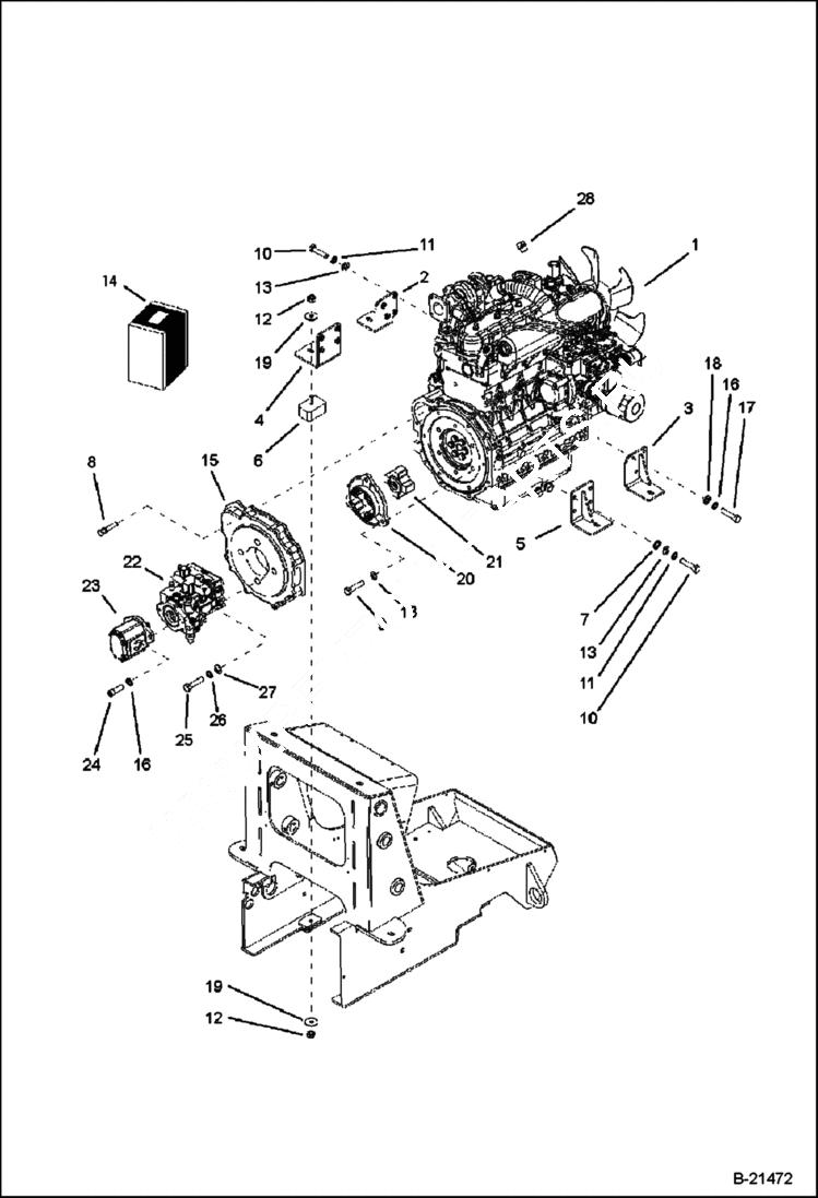 Схема запчастей Bobcat BL575 - ENGINE & ATTACHING PARTS Pump POWER UNIT