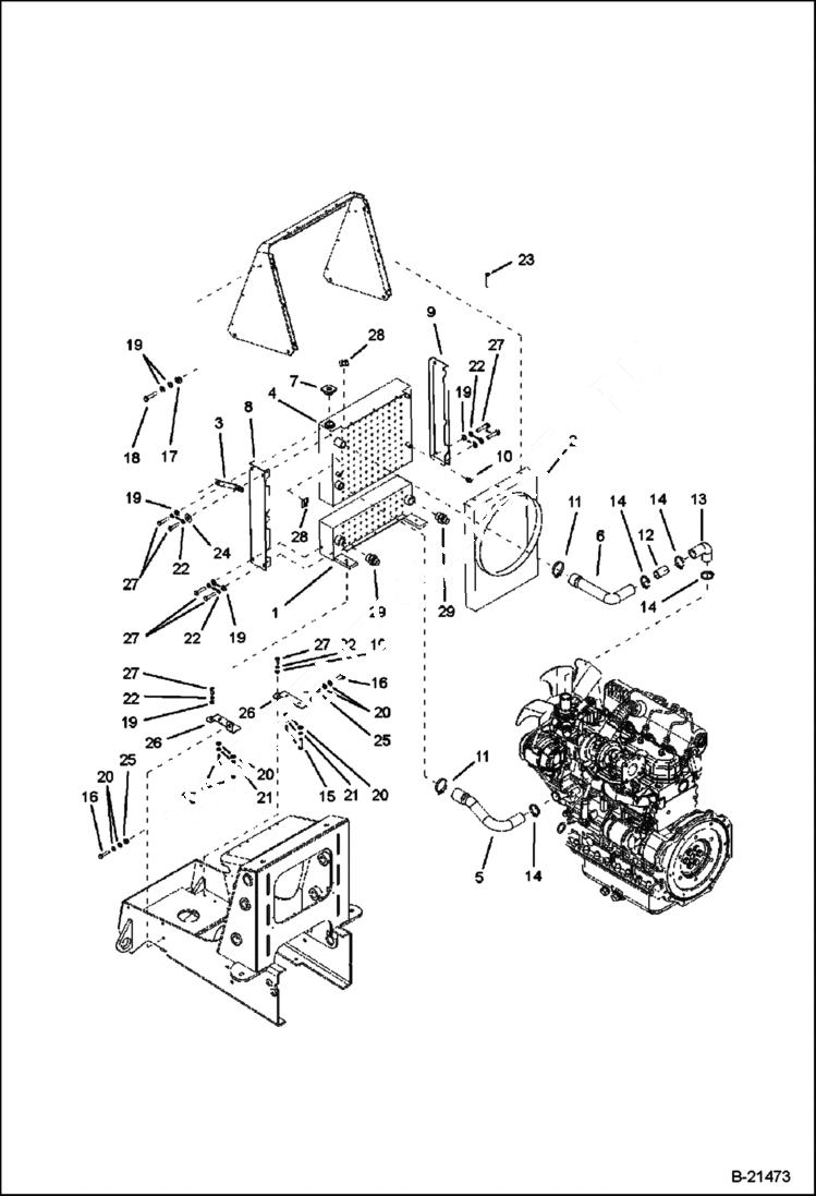 Схема запчастей Bobcat BL570 - ENGINE & ATTACHING PARTS Cooling POWER UNIT