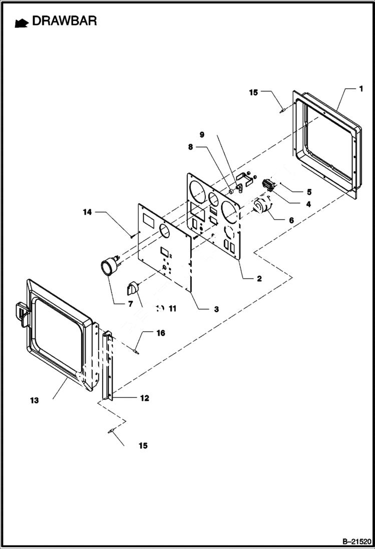 Схема запчастей Bobcat BAP185 - INST/CONT PNL ASSEMBLY MAIN FRAME