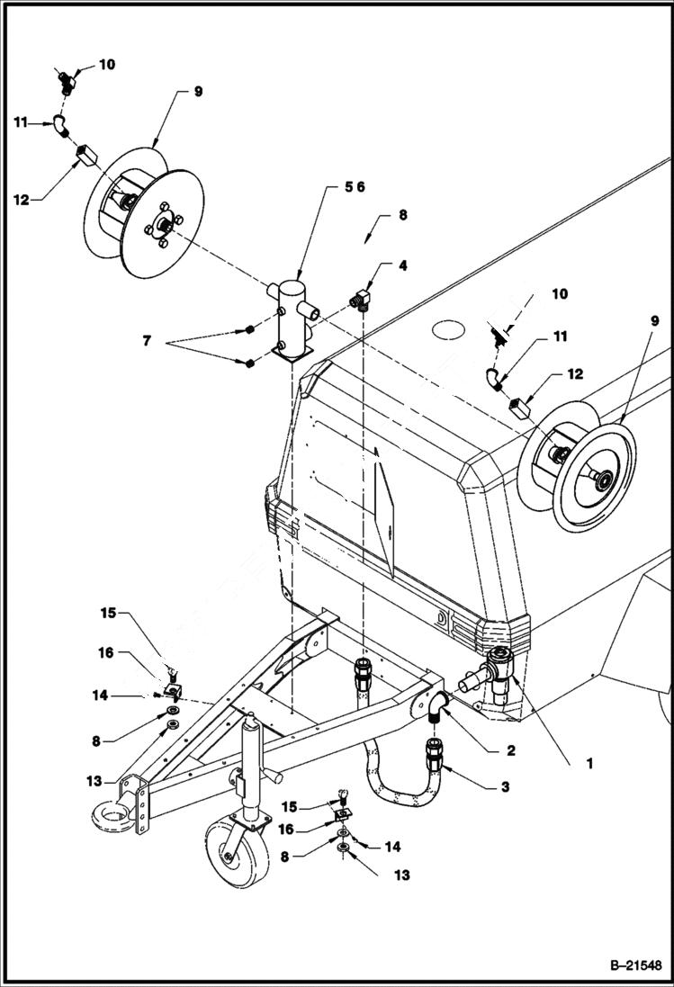 Схема запчастей Bobcat BAP185 - DOUBLE HOSE REEL ACCESSORIES & OPTIONS