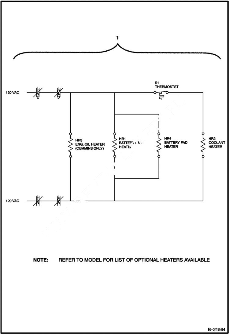 Схема запчастей Bobcat BAP185 - 110 VAC HEATER WIRING ACCESSORIES & OPTIONS