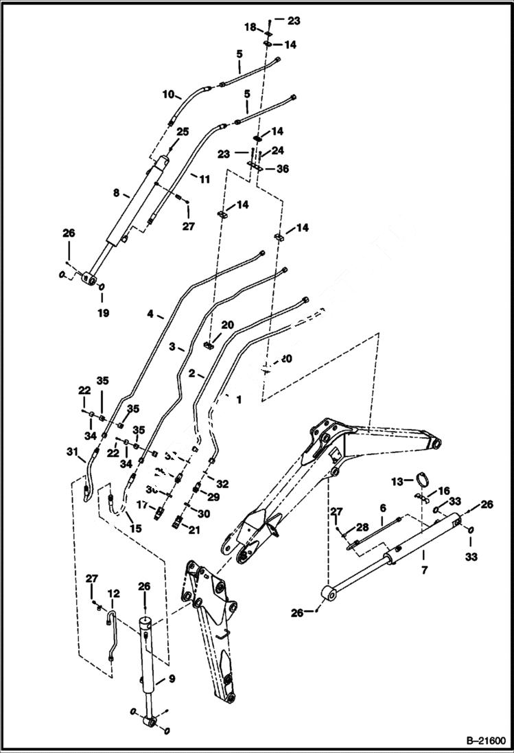 Схема запчастей Bobcat 328 - HYDRAULIC CIRCUITRY (Arm Boom, Bucket & Auxiliary) HYDRAULIC SYSTEM