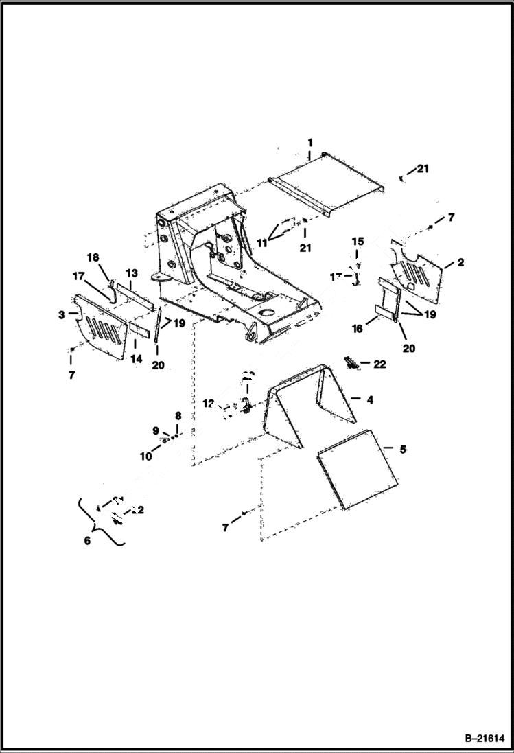 Схема запчастей Bobcat BL375 - HOOD/PANELS MAIN FRAME