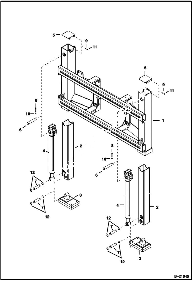 Схема запчастей Bobcat BL375 - STABILIZER Side Shift B375 WORK EQUIPMENT