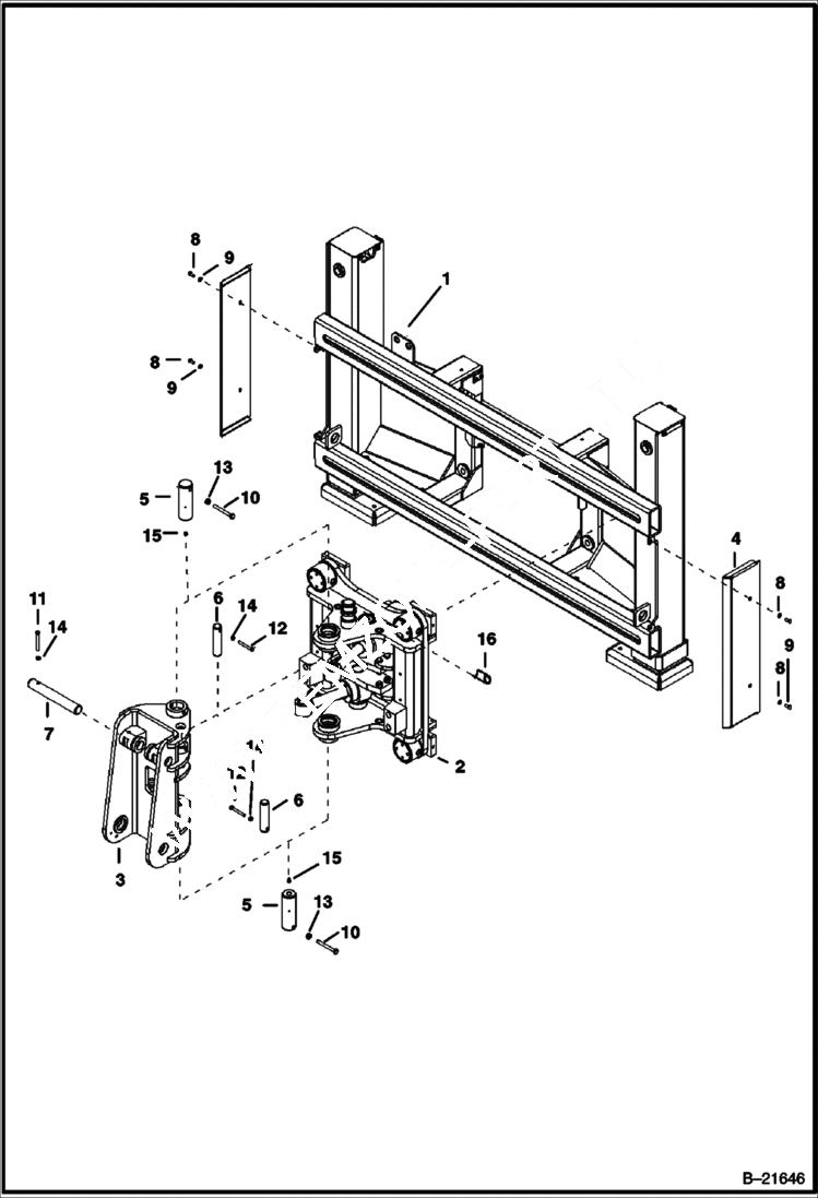 Схема запчастей Bobcat BL375 - TRUNNION SLIDE Side Shift B375 WORK EQUIPMENT