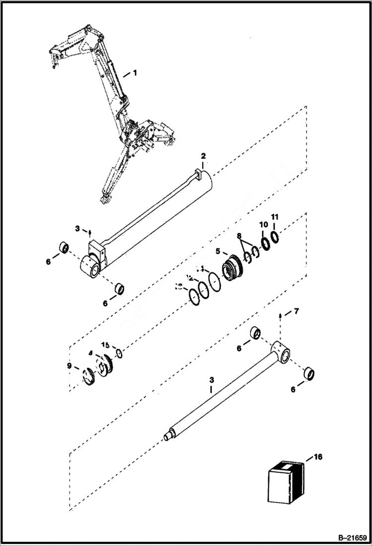 Схема запчастей Bobcat BL370 - ARM CYLINDER (BL370) 5704 11024 & Below (BL375) 5718 11009 & Below HYDRAULIC SYSTEM