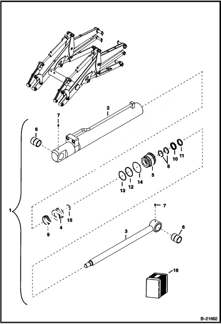 Схема запчастей Bobcat BL370 - TILT CYLINDER Left (BL370) 5704 11034 & Below (BL375) 5718 11013 & Below HYDRAULIC SYSTEM