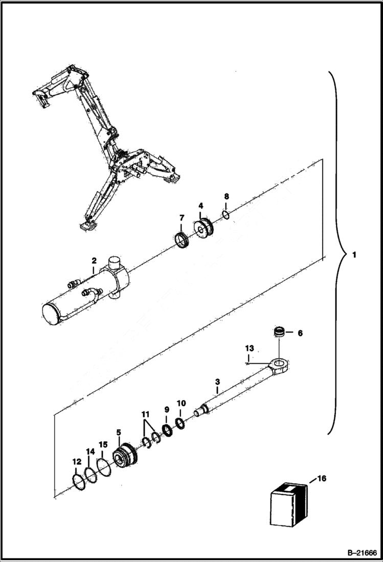 Схема запчастей Bobcat BL470 - SWING CYLINDER Left Center Mount HYDRAULIC SYSTEM