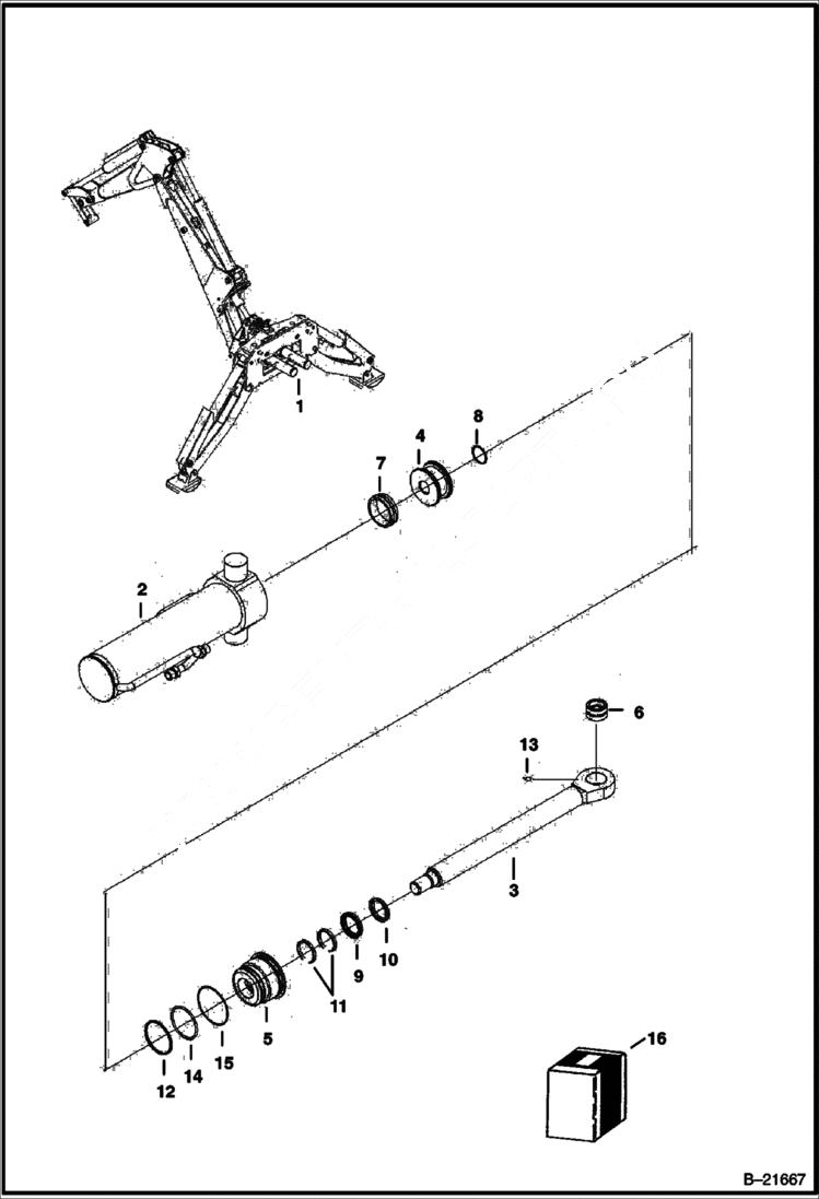 Схема запчастей Bobcat BL370 - SWING CYLINDER Center Mount Right HYDRAULIC SYSTEM