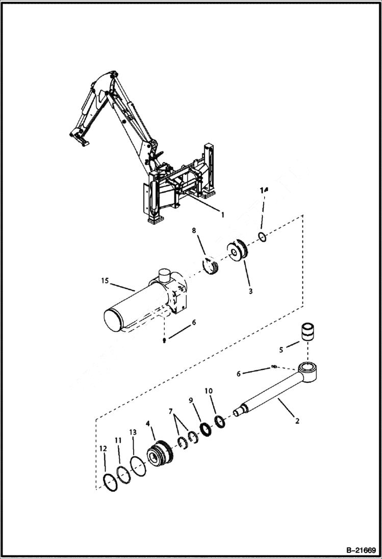 Схема запчастей Bobcat BL370 - SWING CYLINDER Sideshift Lower HYDRAULIC SYSTEM