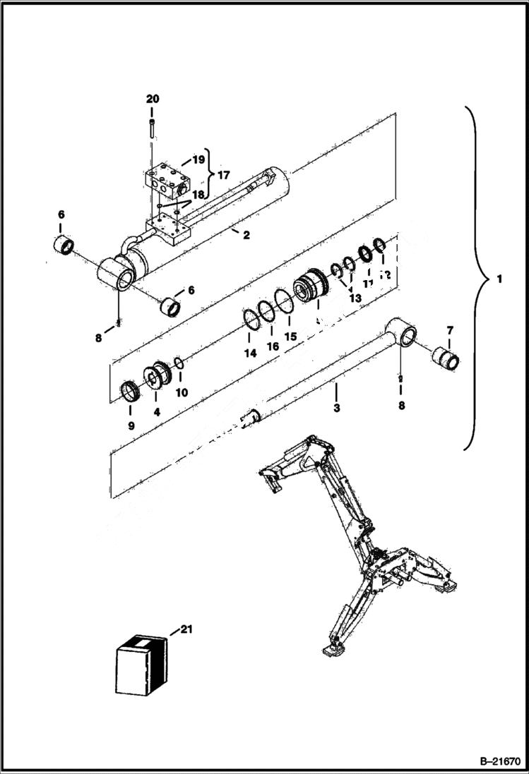 Схема запчастей Bobcat BL370 - STABILZER CYLINDER Center Mount HYDRAULIC SYSTEM