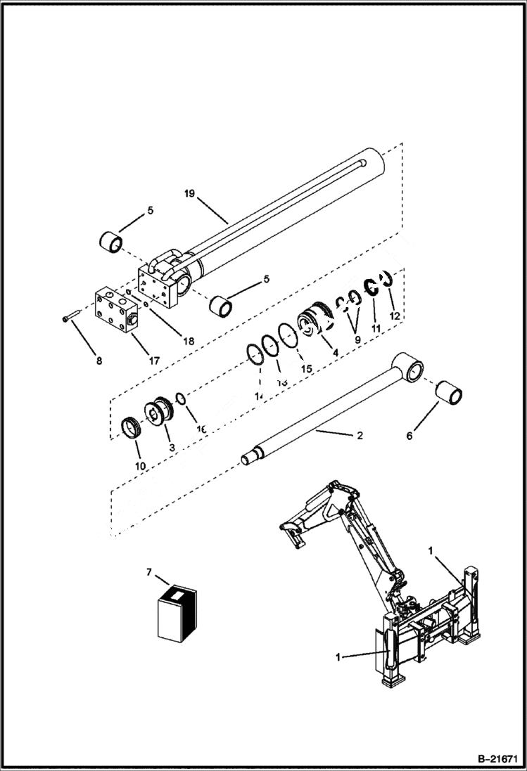 Схема запчастей Bobcat BL475 - STABILIZER CYLINDER Side shift HYDRAULIC SYSTEM