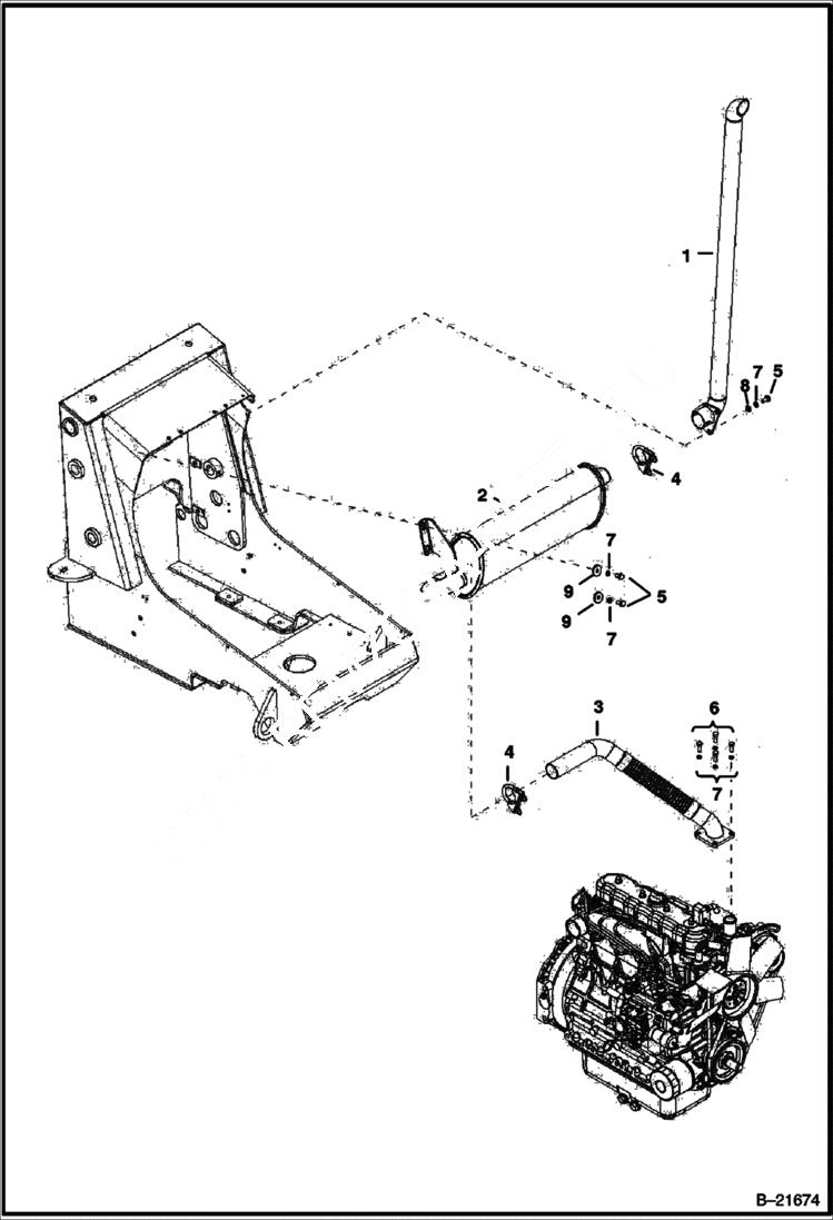 Схема запчастей Bobcat BL375 - ENGINE & ATTACHING PARTS Exhaust POWER UNIT