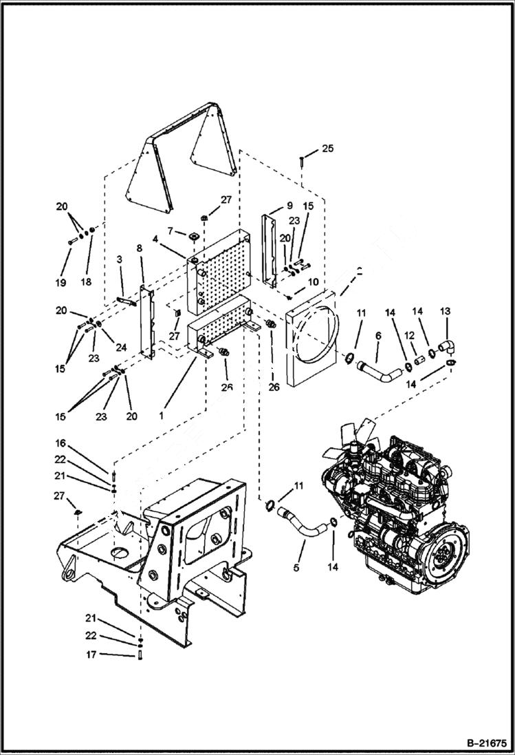 Схема запчастей Bobcat BL370 - ENGINE & ATTACHING PARTS Cooling POWER UNIT