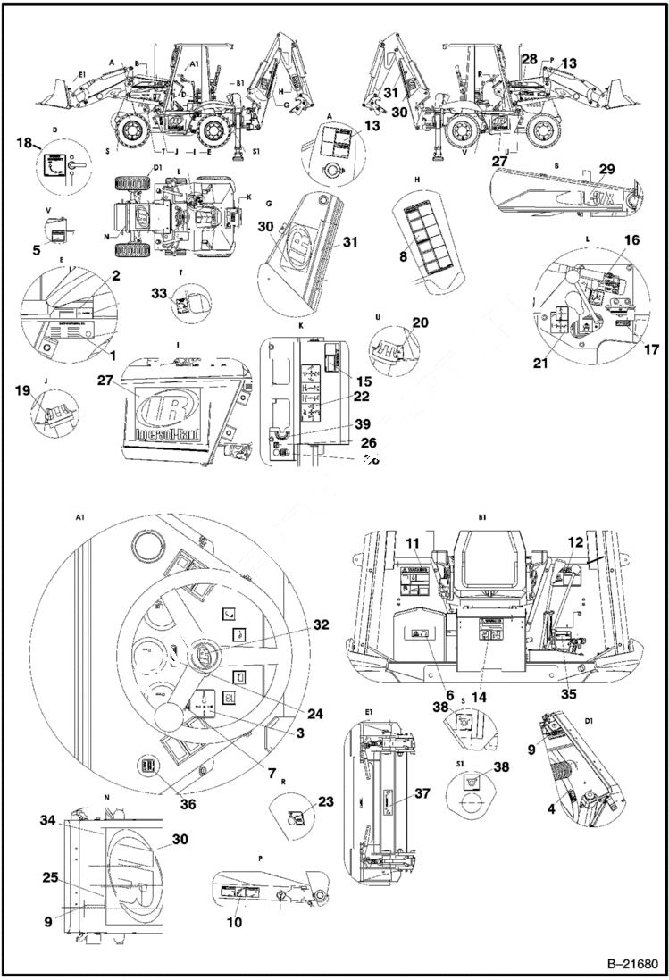 Схема запчастей Bobcat BL370 - DECALS POWER UNIT