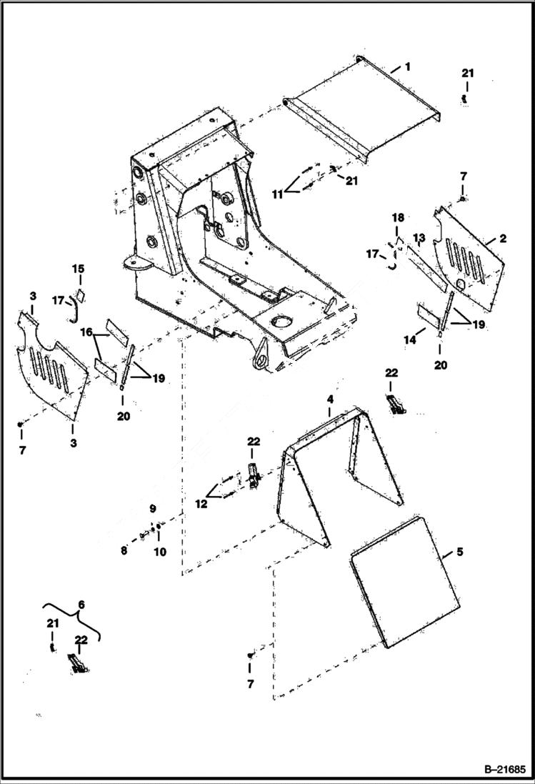 Схема запчастей Bobcat BL470 - HOOD/PANELS MAIN FRAME