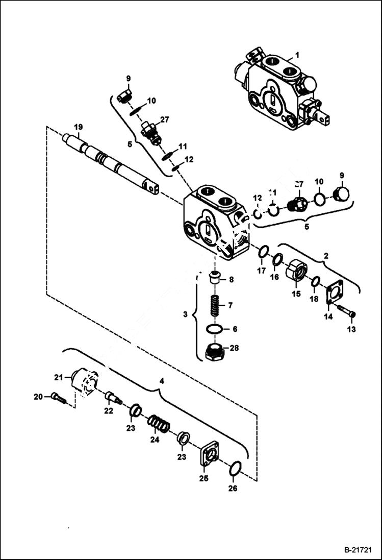 Схема запчастей Bobcat BL475 - LOADER CONTROL VALVE (Tilt Section) HYDRAULIC SYSTEM