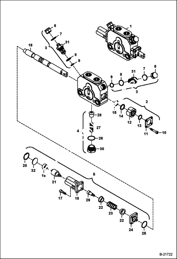 Схема запчастей Bobcat BL370 - LOADER CONTROL VALVE (Auxiliary Section) HYDRAULIC SYSTEM