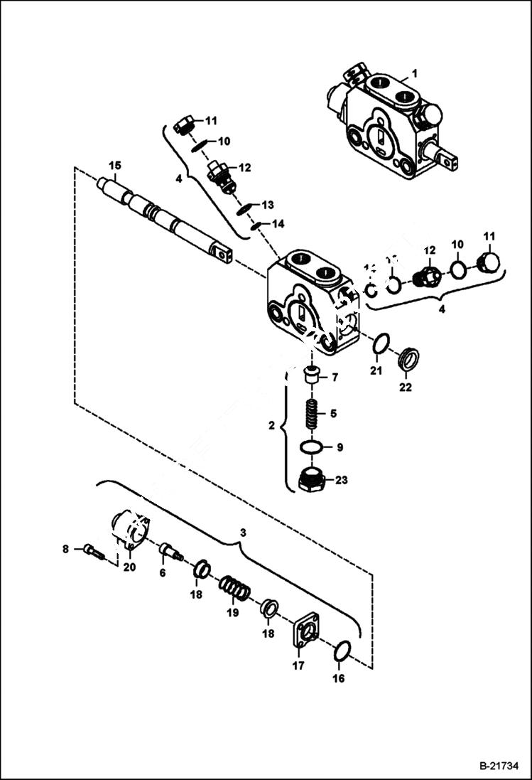 Схема запчастей Bobcat B250 - SIDESHIFT BACKHOE VALVE (Arm Section) HYDRAULIC SYSTEM