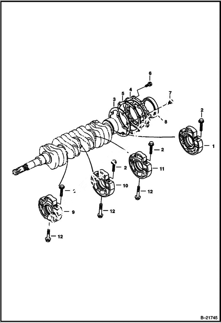 Схема запчастей Bobcat BL575 - MAIN BEARING CASE POWER UNIT