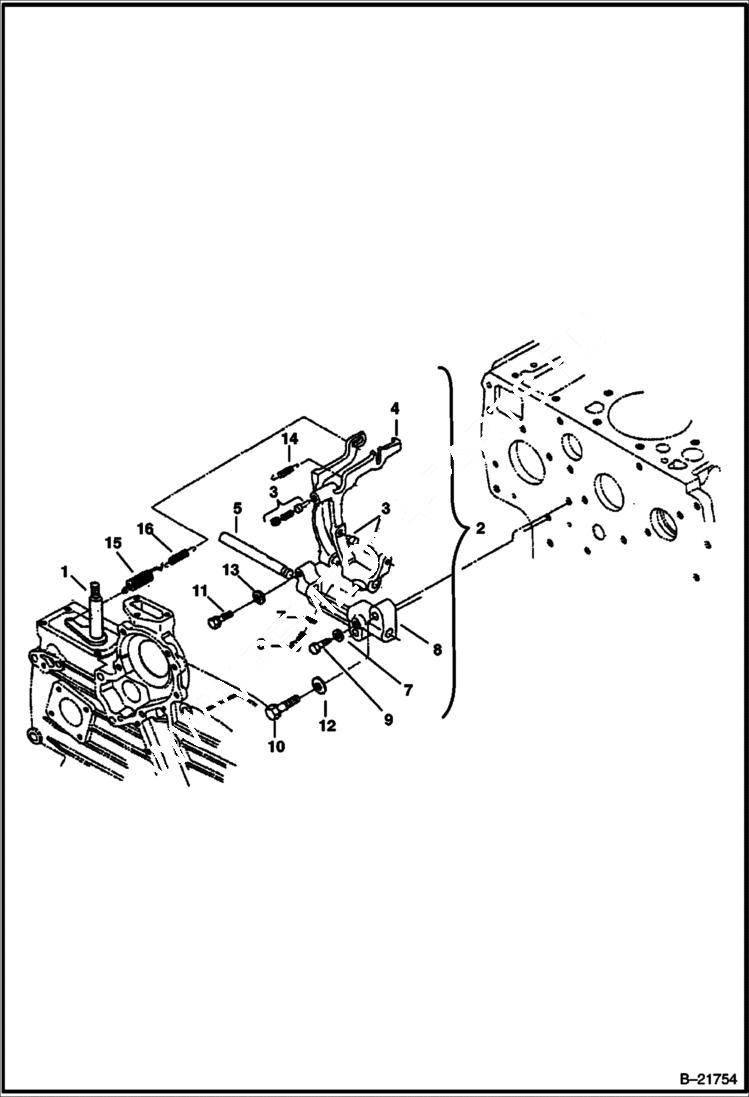 Схема запчастей Bobcat BL475 - GOVERNOR Kubota - V2003T POWER UNIT