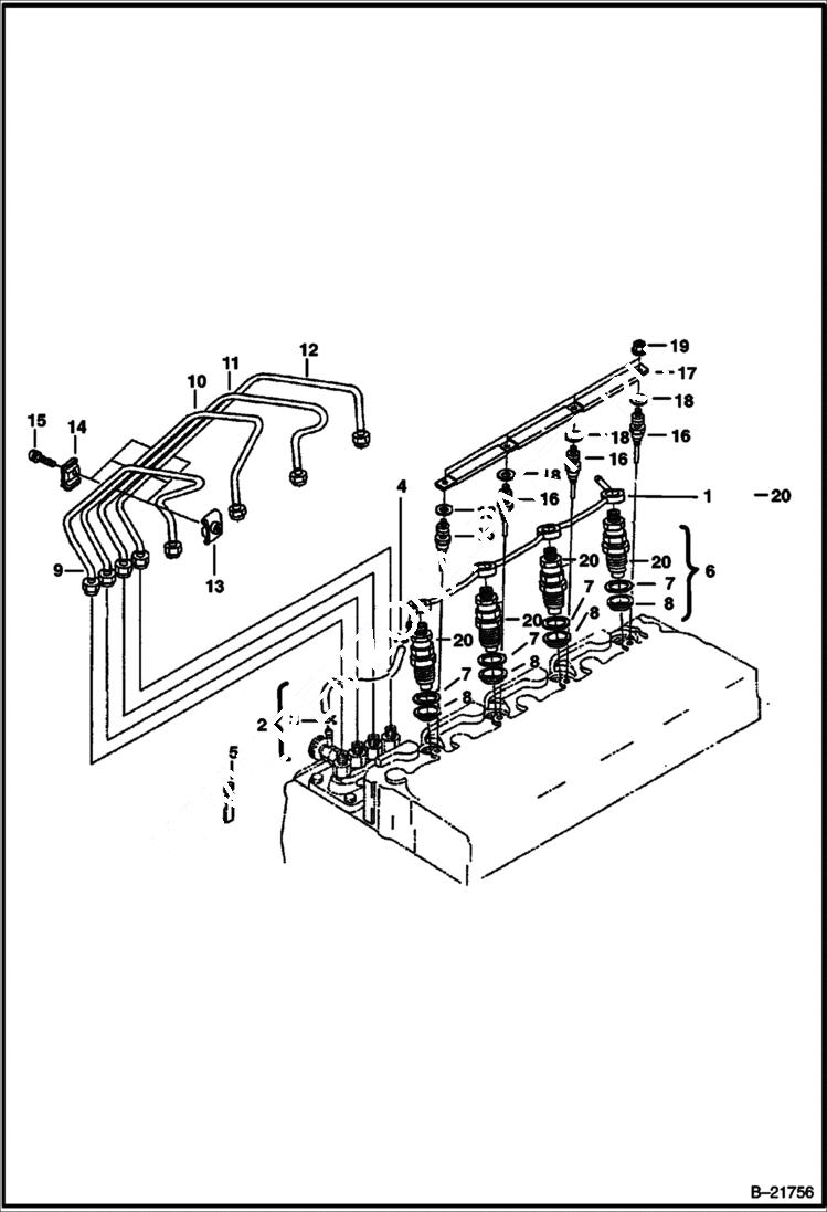 Схема запчастей Bobcat BL470 - NOZZLE HOLDER & GLOW PLUG POWER UNIT