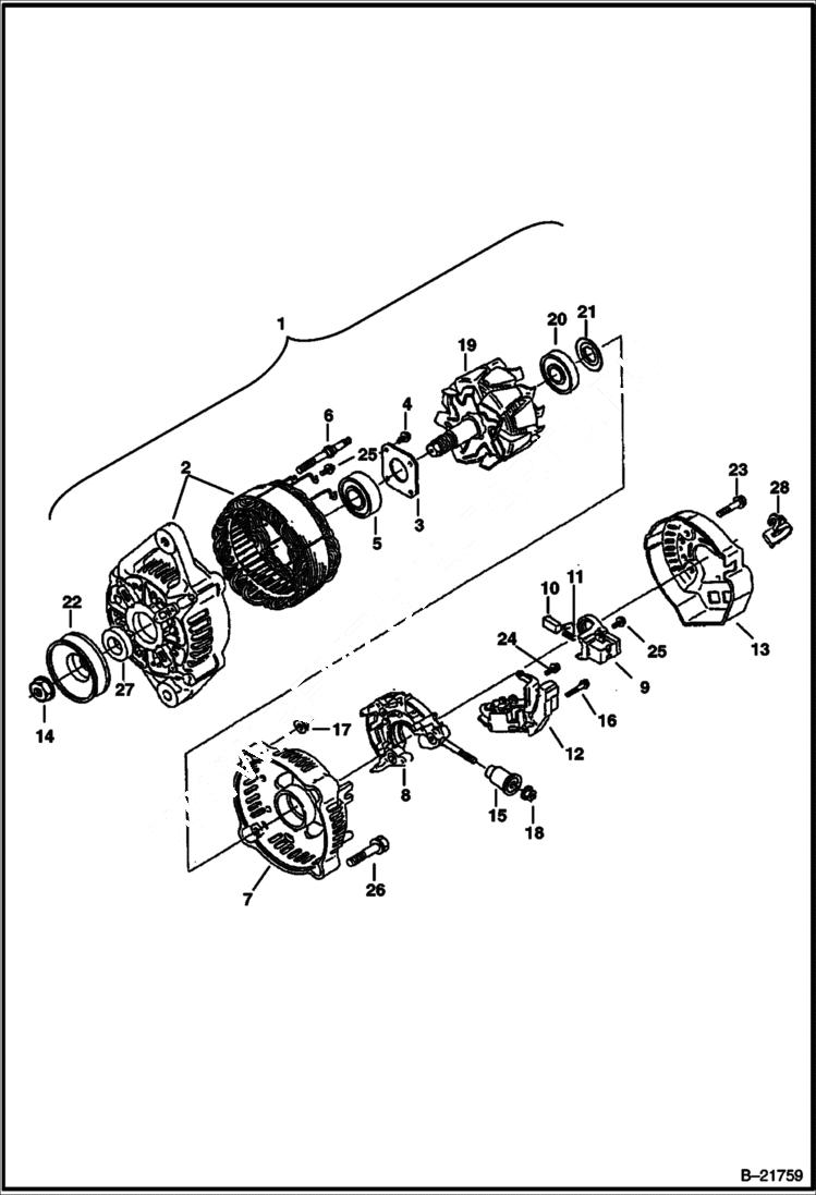 Схема запчастей Bobcat BL570 - ALTERNATOR POWER UNIT