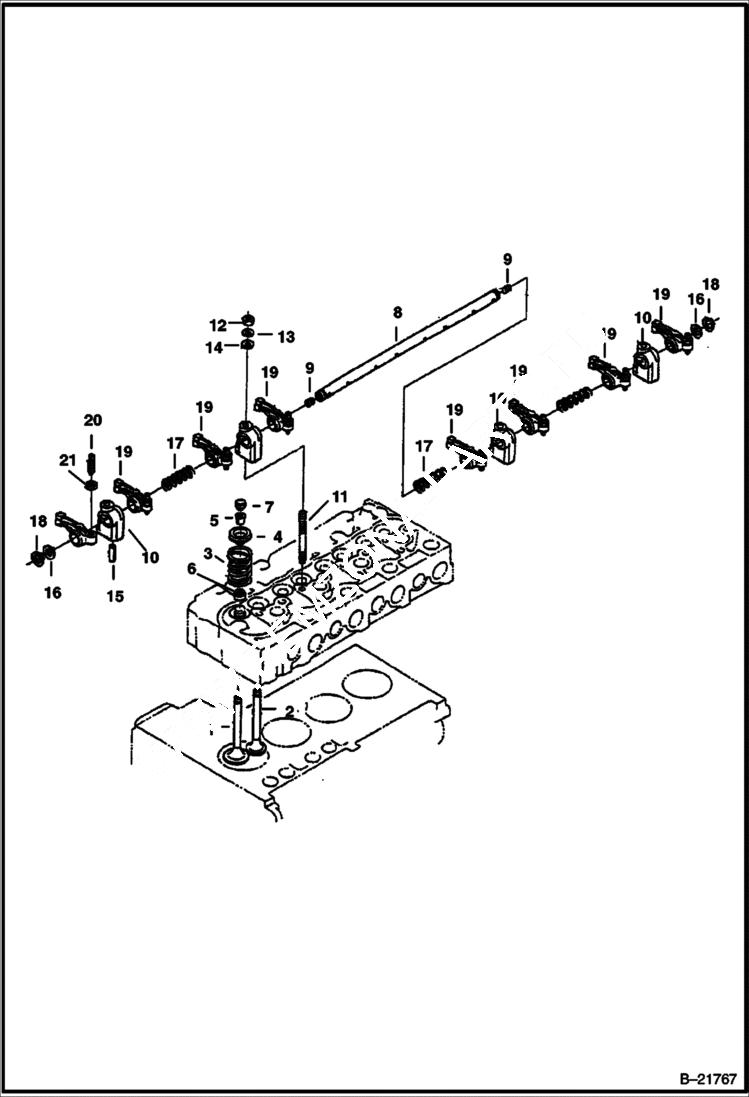 Схема запчастей Bobcat BL575 - VALVE & ROCKER ARM POWER UNIT