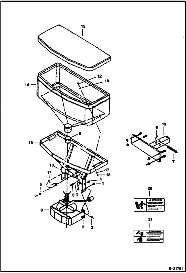 Схема запчастей Bobcat SPREADER - SPREADER (Hopper & Main Frame) (0064) Loader