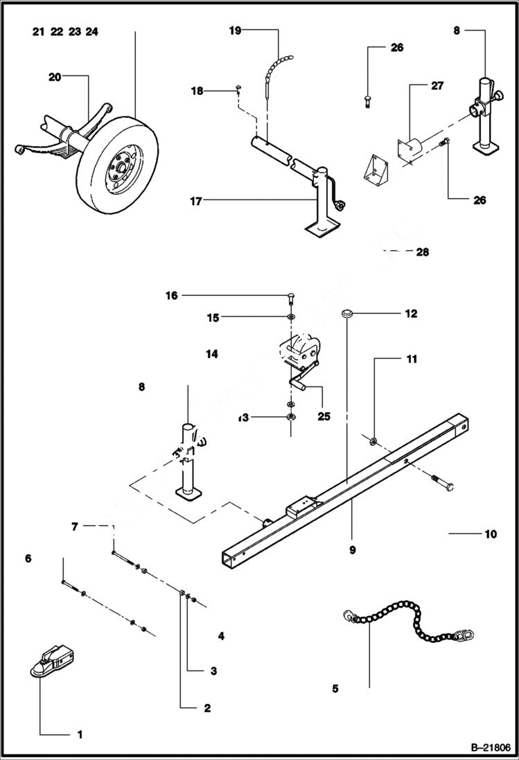 Схема запчастей Bobcat 6KW - DRAWBAR ASSEMBLY (CONT) MAIN FRAME