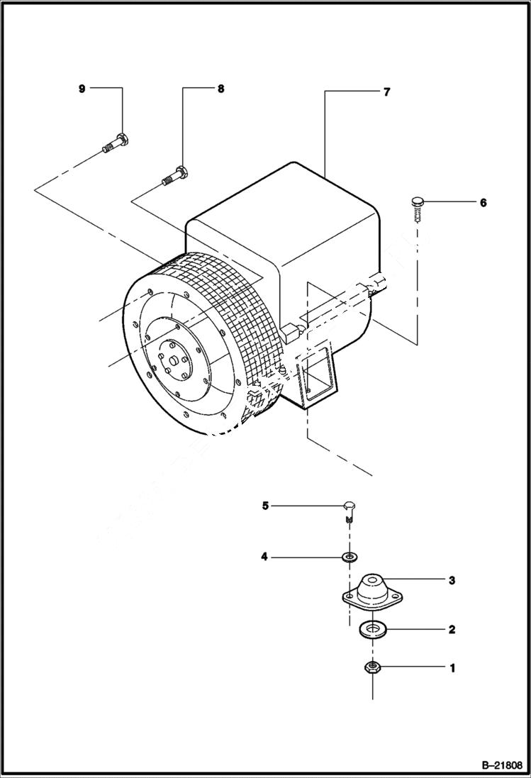 Схема запчастей Bobcat 6KW - GENERATOR AND MOUNTING (CONT) MAIN FRAME