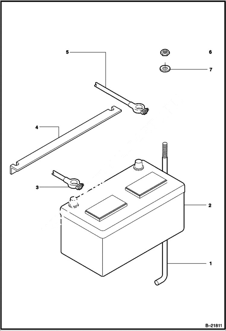 Схема запчастей Bobcat 6KW - BATTERY AND MOUNTING (CONT) MAIN FRAME