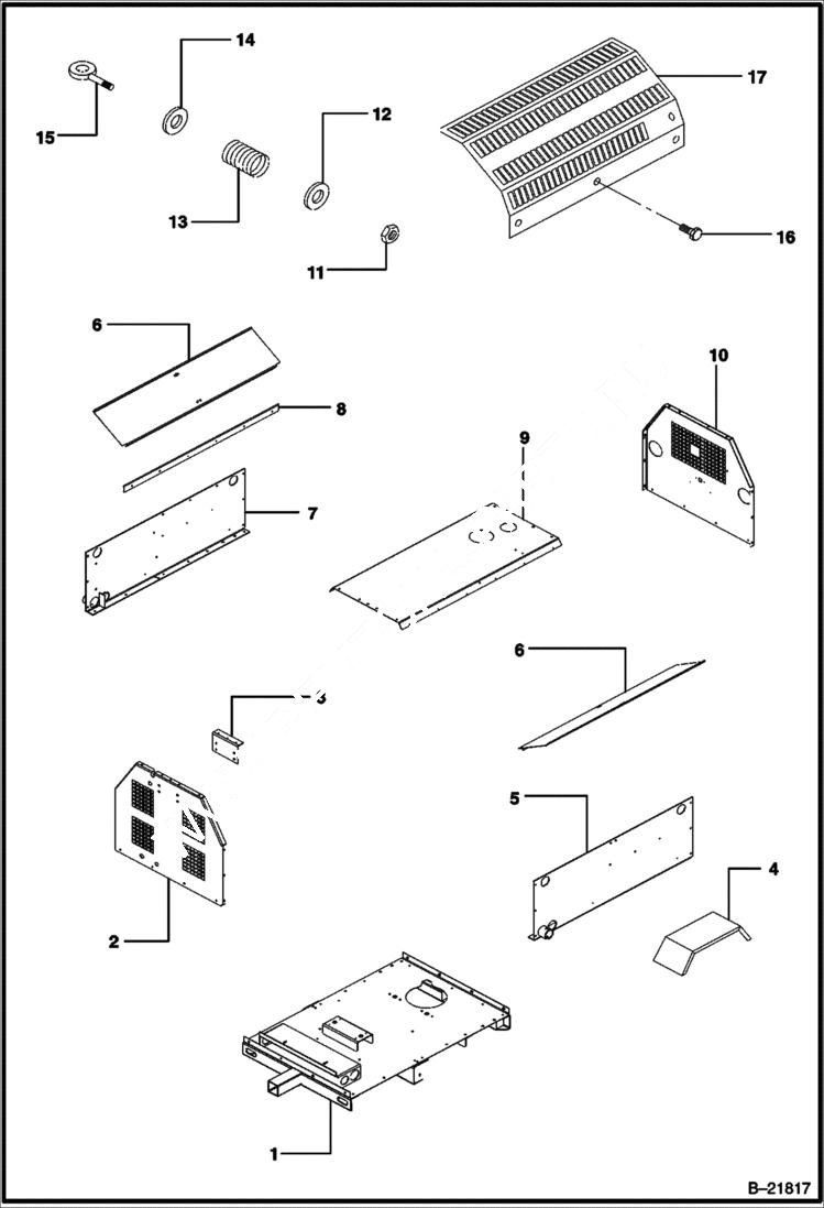 Схема запчастей Bobcat 6KW - FRAME AND ENCLOSURE (CONT) MAIN FRAME