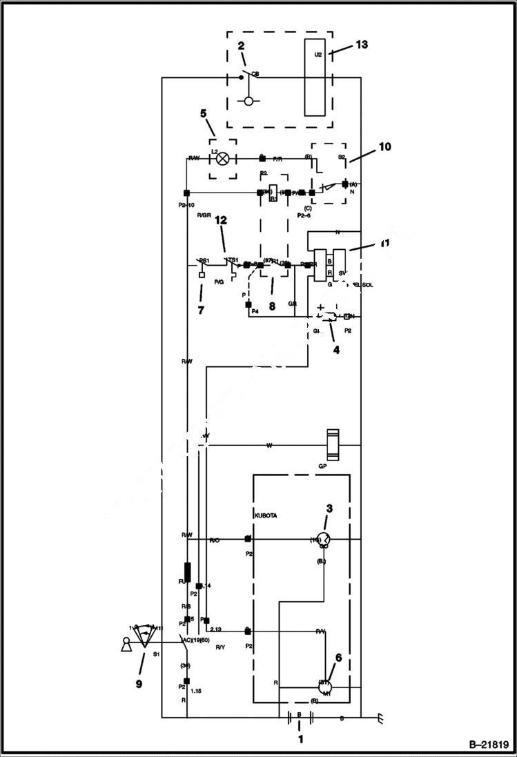 Схема запчастей Bobcat 6KW - WIRING SCHEMATIC - ENGINE MAIN FRAME