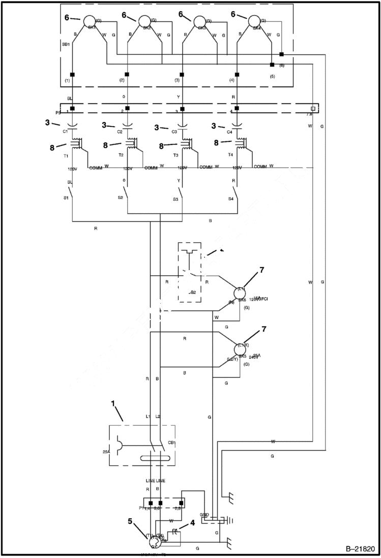 Схема запчастей Bobcat 6KW - WIRING SCHEMATIC - GENERATOR (CONT) MAIN FRAME