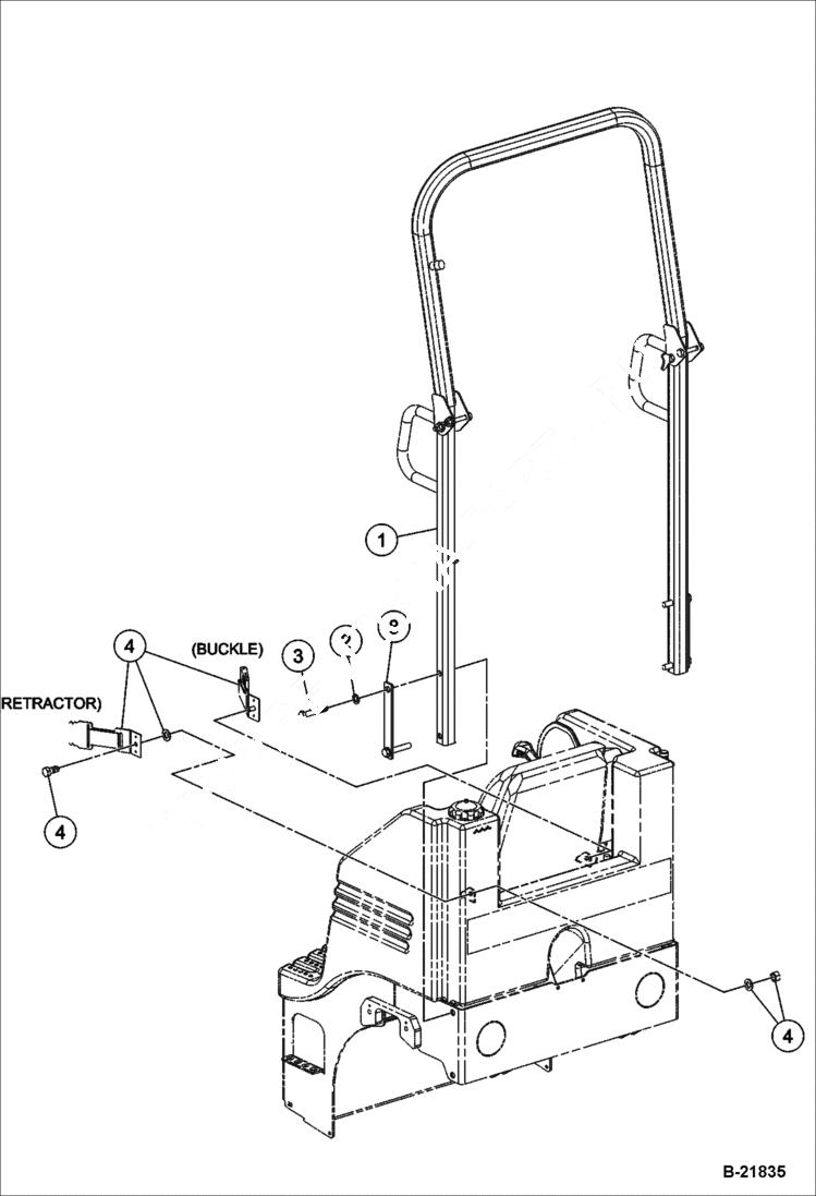 Схема запчастей Bobcat BCA12 - FOLDABLE ROPS INSTALLATION (Optional) MAIN FRAME