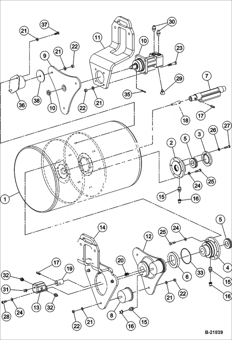 Схема запчастей Bobcat BCA12 - FRONT DRUM ASSEMBLY DRUM