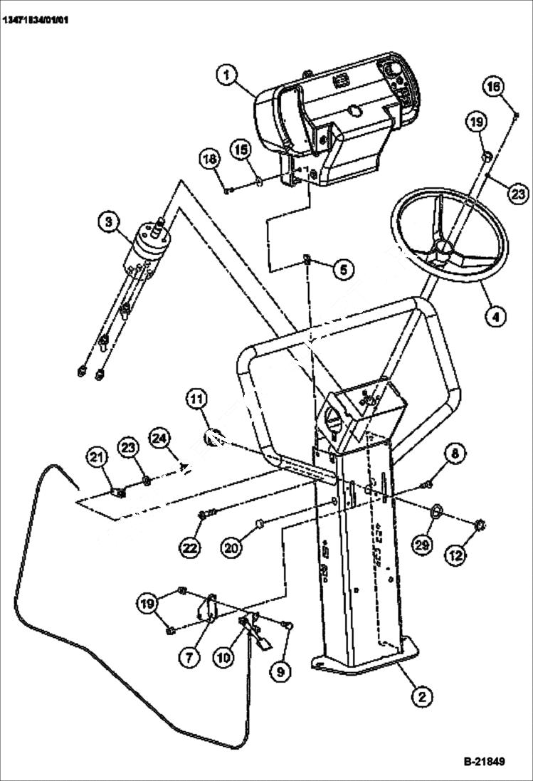 Схема запчастей Bobcat BCA12 - PEDESTAL ASSEMBLY (For Pressurized Water Installation) (Optional) CONSOLE