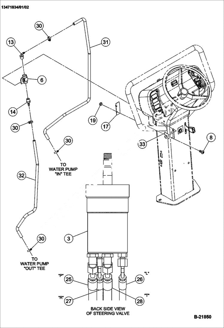 Схема запчастей Bobcat BCA12 - PEDESTAL ASSEMBLY (For Pressurized Water Installation) (Optional) CONSOLE