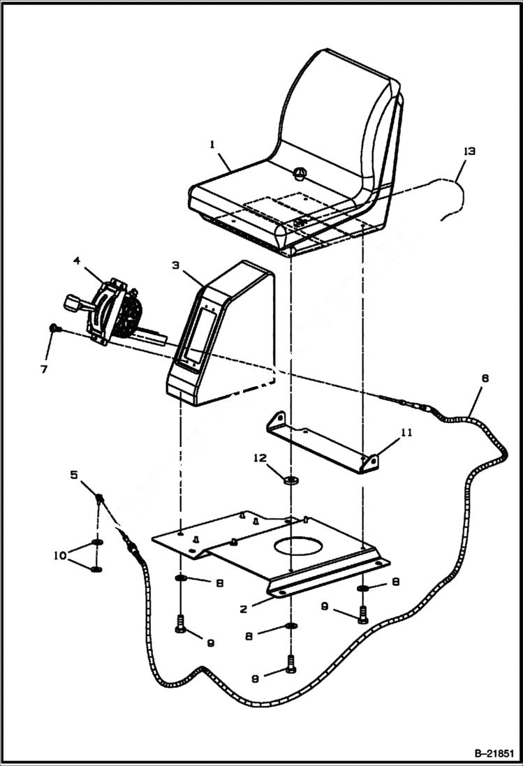 Схема запчастей Bobcat BCA12 - SEAT ASSEMBLY (Standard) CONSOLE