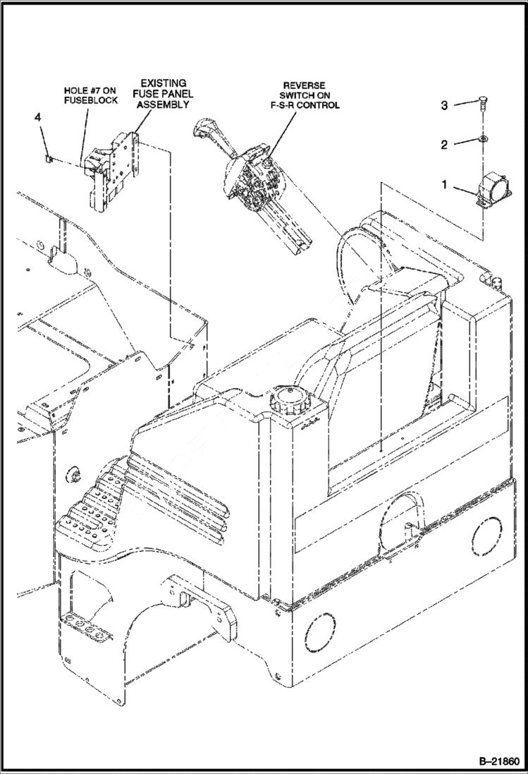 Схема запчастей Bobcat BCA12 - BACKUP ALARM INSTALLATION (Optional) ELECTRICAL SYSTEM