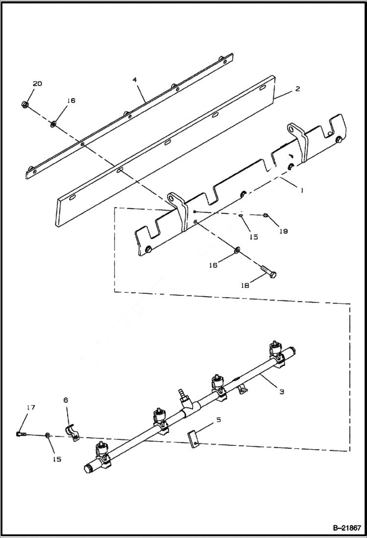 Схема запчастей Bobcat BCA12 - SCRAPER ASSEMBLY (Optional) WATER SYSTEM