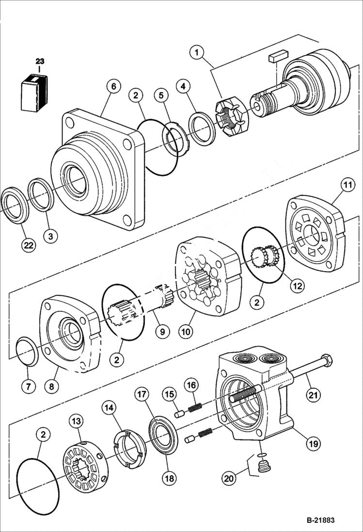 Схема запчастей Bobcat BCA12 - DRIVE MOTOR (Internal Breakdown) DRUM