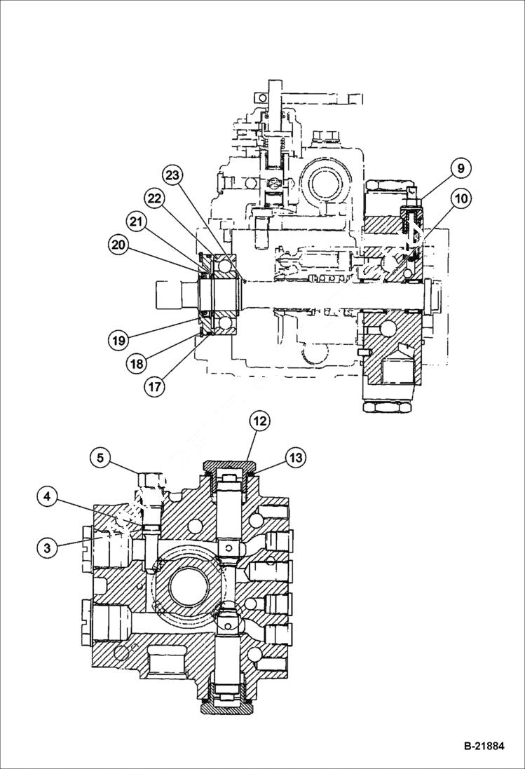 Схема запчастей Bobcat BCA12 - PROPULSION PUMP (Internal Breakdown) POWER UNIT