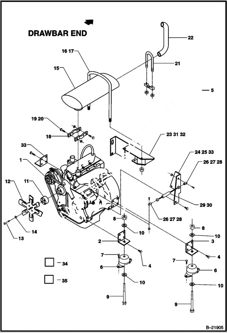 Схема запчастей Bobcat BAP185 - ENGINE COMPLETE MAIN FRAME